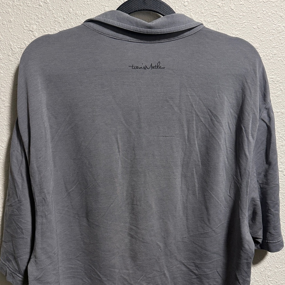 TravisMathew Mens Grey Heather Chest Stripe Short‎ Sleeve Golf Polo Shirt Size L - Picture 5 of 6
